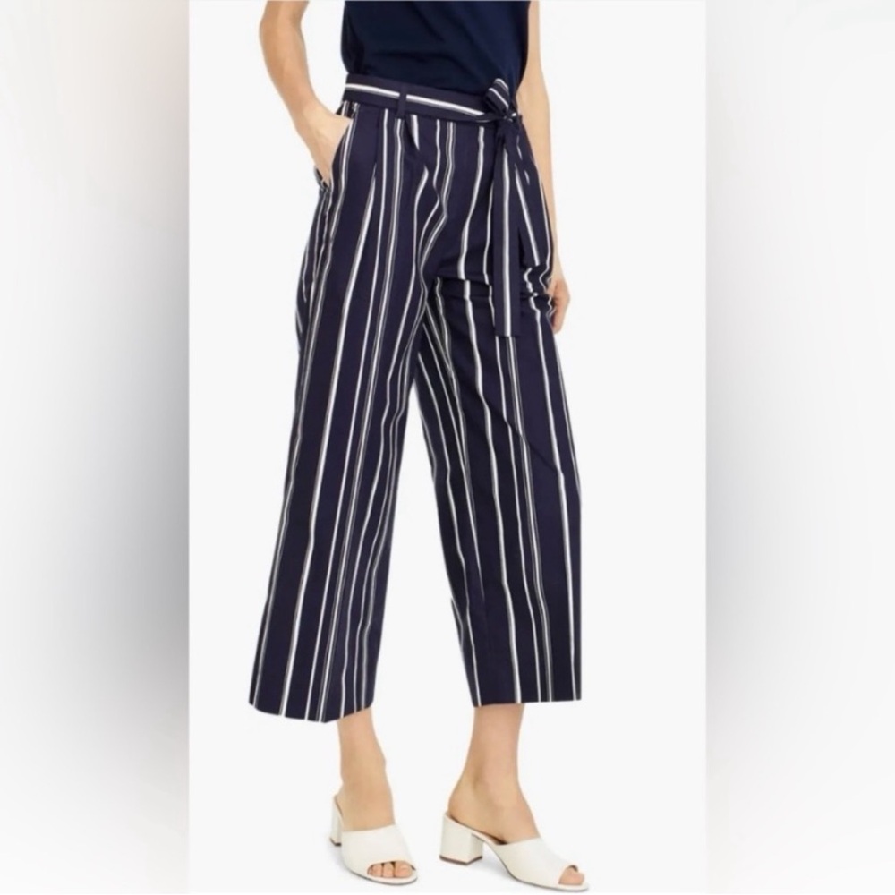 J. Crew Navy and White Striped Cropped Pants